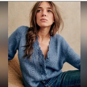 Sezane Angelie Blue Sweater Medium Excellent